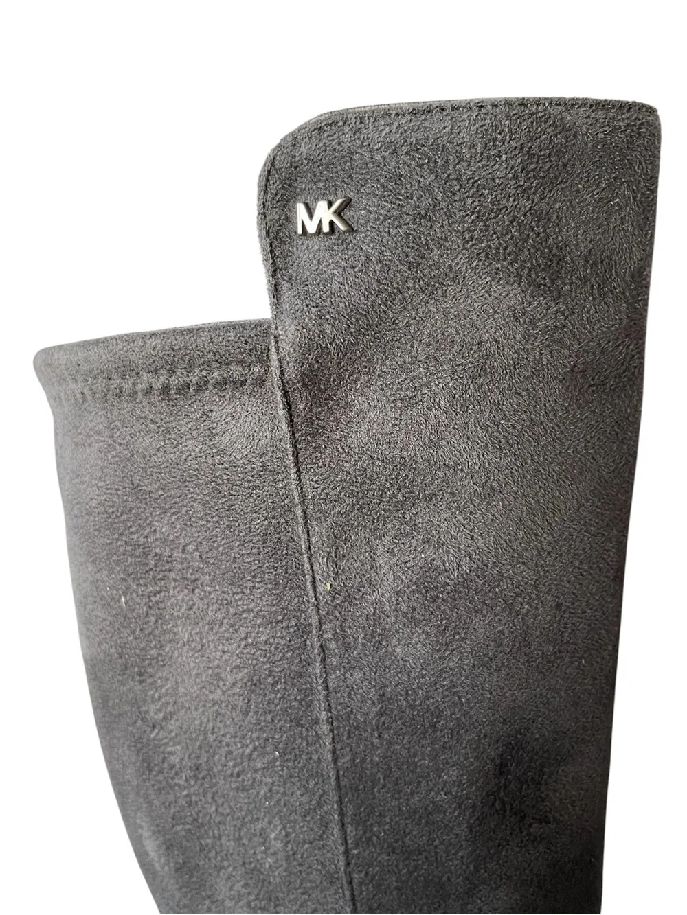 Michael Kors Bromley Flat Tall Riding Boots Stretch Suede Charcoal